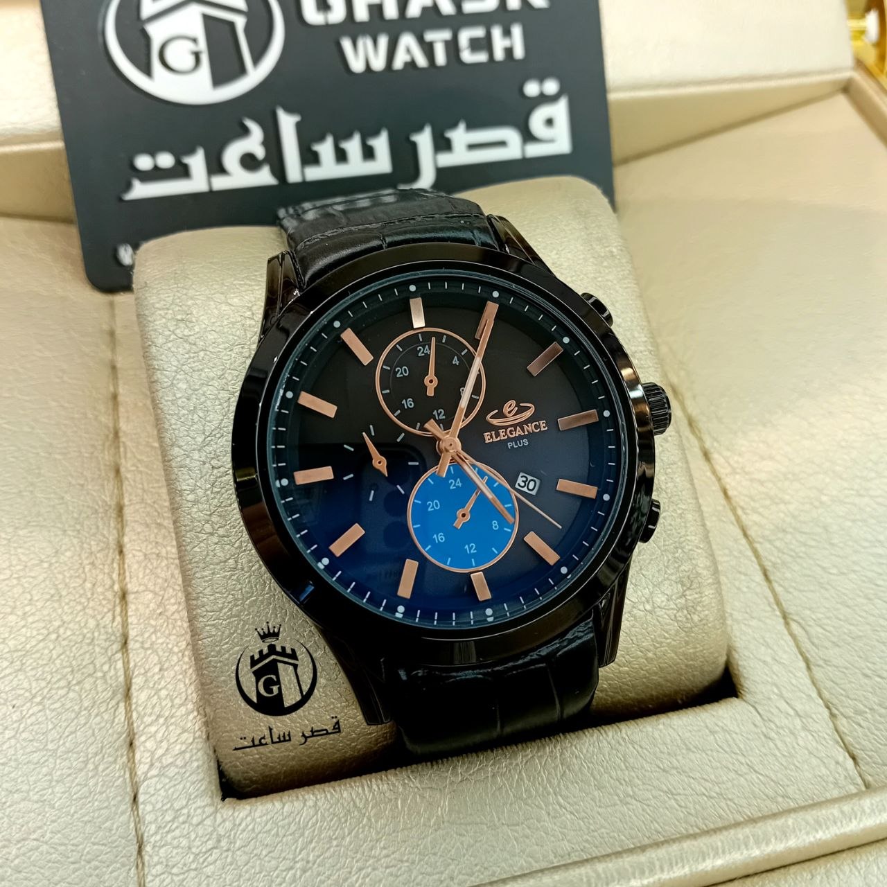 Elegance Men's Leather-Strap Watch (Available in 3 Colors) – Model E38 ساعت مردانه الگانس بند چرم در3رنگ E38