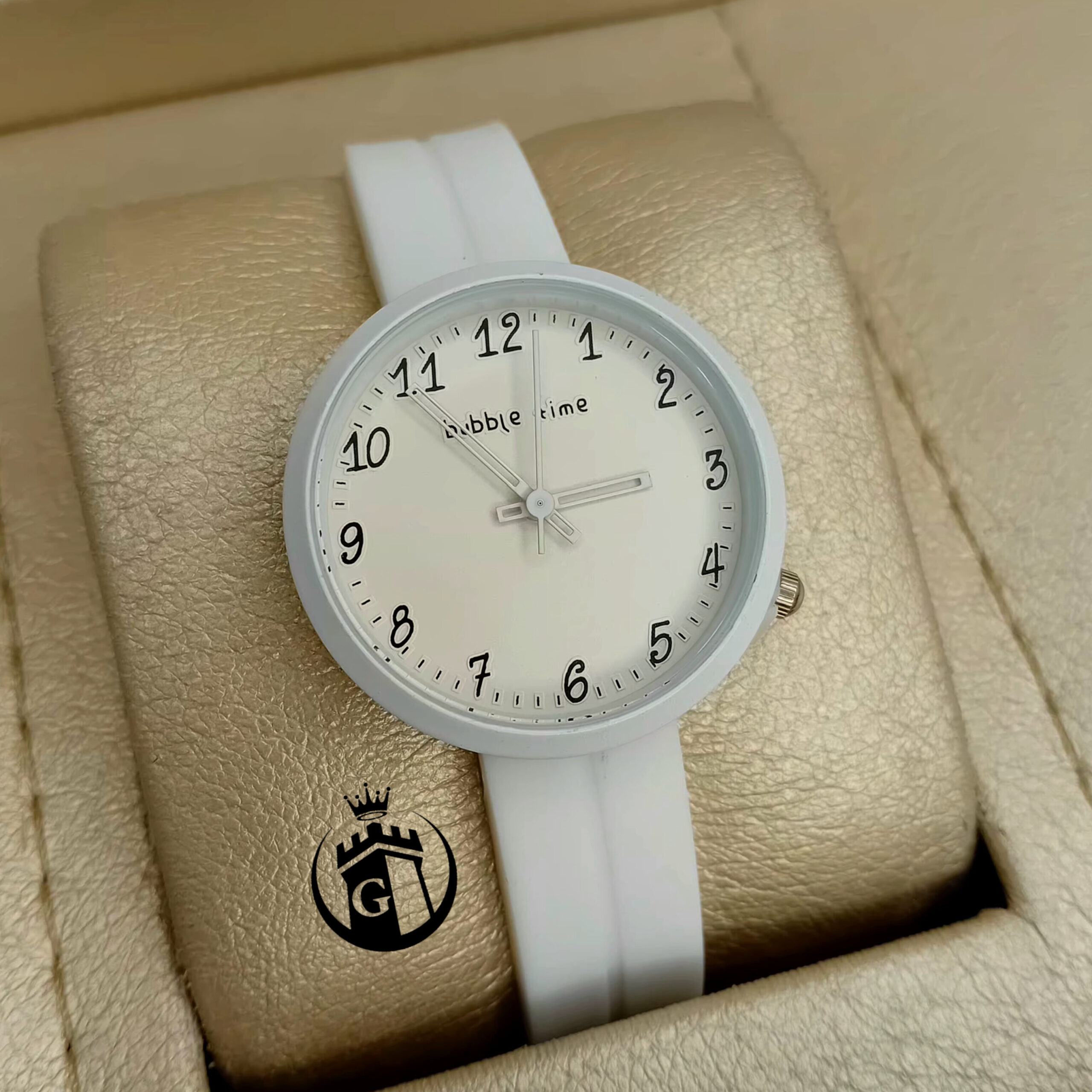 White Bubble Time brand wristwatch ساعت مچی برند Bubble Time سفید